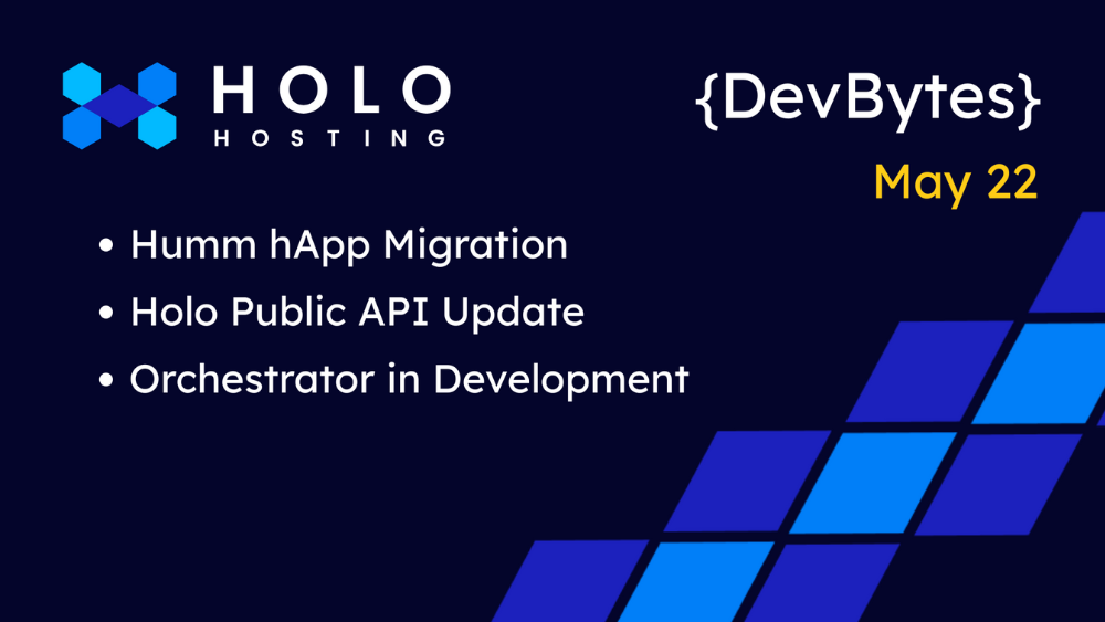 Holo development roadmap showing API, Orchestrator, and static site hosting progress