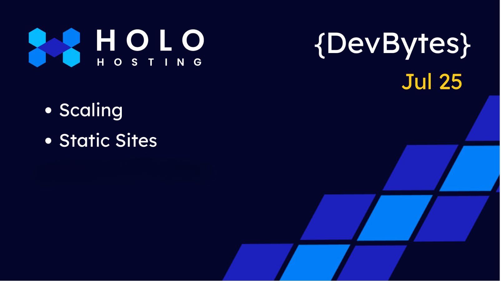 Holo Dev Bytes update showing progress on network scaling for Allograph and the development roadmap for static site hosting.